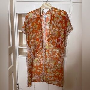 BCBG Orange Floral Tunic Kimono